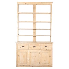19thC English Waterfall Open Pine Dresser