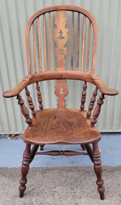19thc  English Windsor Arm Chairs -Pair