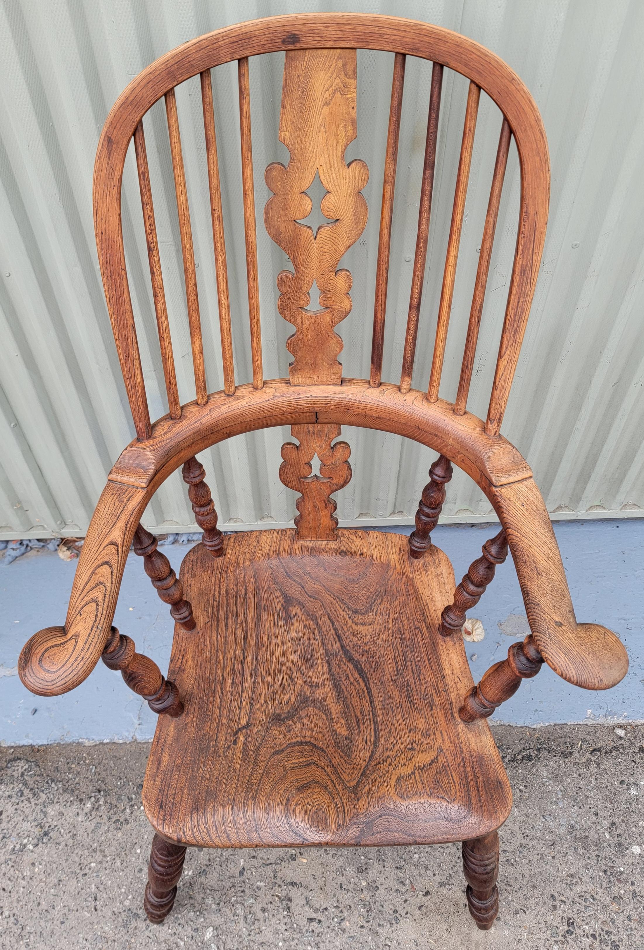 Country 19thc  English Windsor Arm Chairs -Pair For Sale