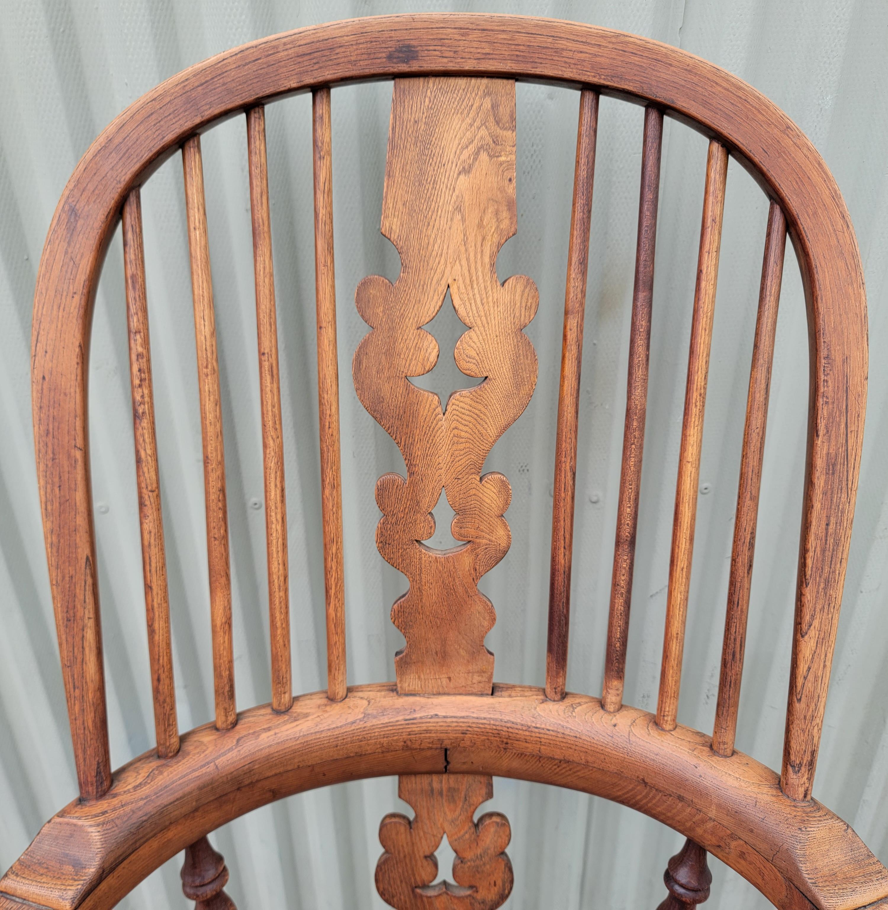 19th Century 19thc  English Windsor Arm Chairs -Pair For Sale