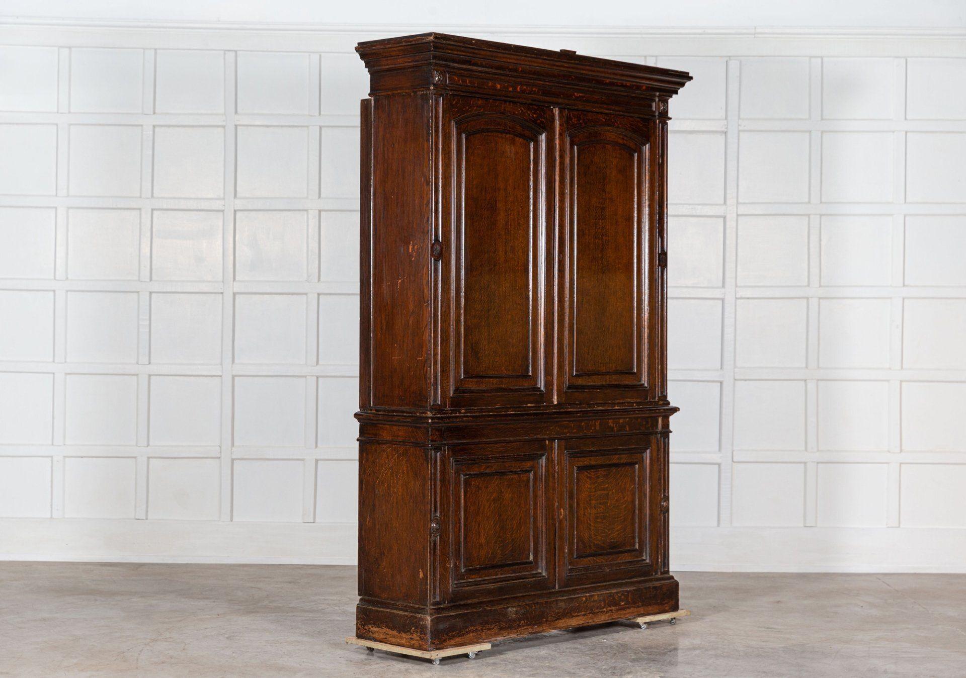 19th C Estate Made Oak Housekeepers Cupboard For Sale 1