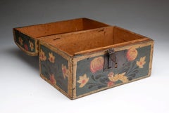 19thC European Polychrome-Decorated Beech Dome-Top Box