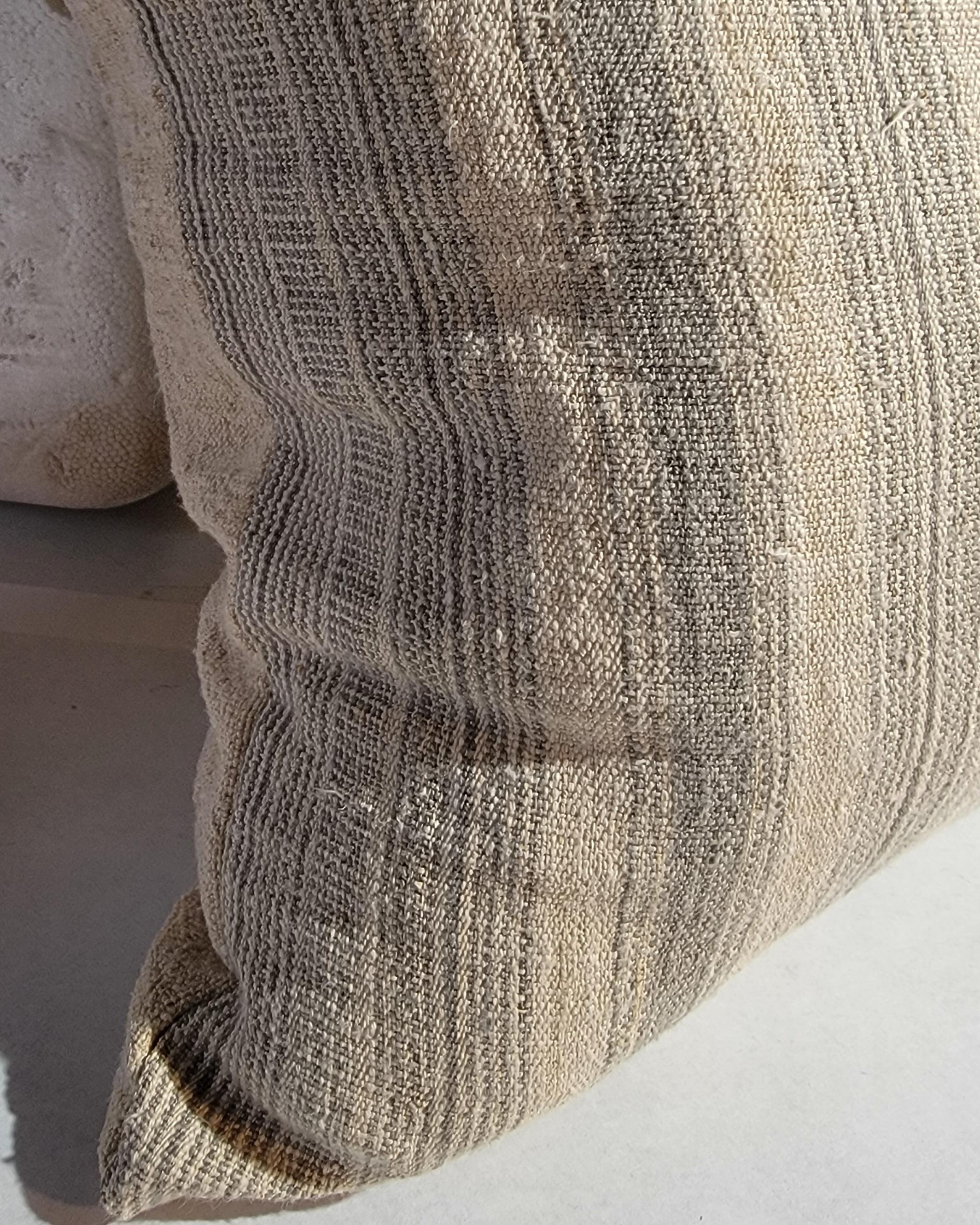 Adirondack 19Thc Faded Grey Ticking Pillows - Pair For Sale