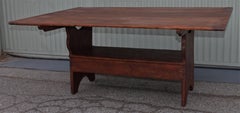 Table de récolte de ferme du XIXe siècle avec plateau monumental