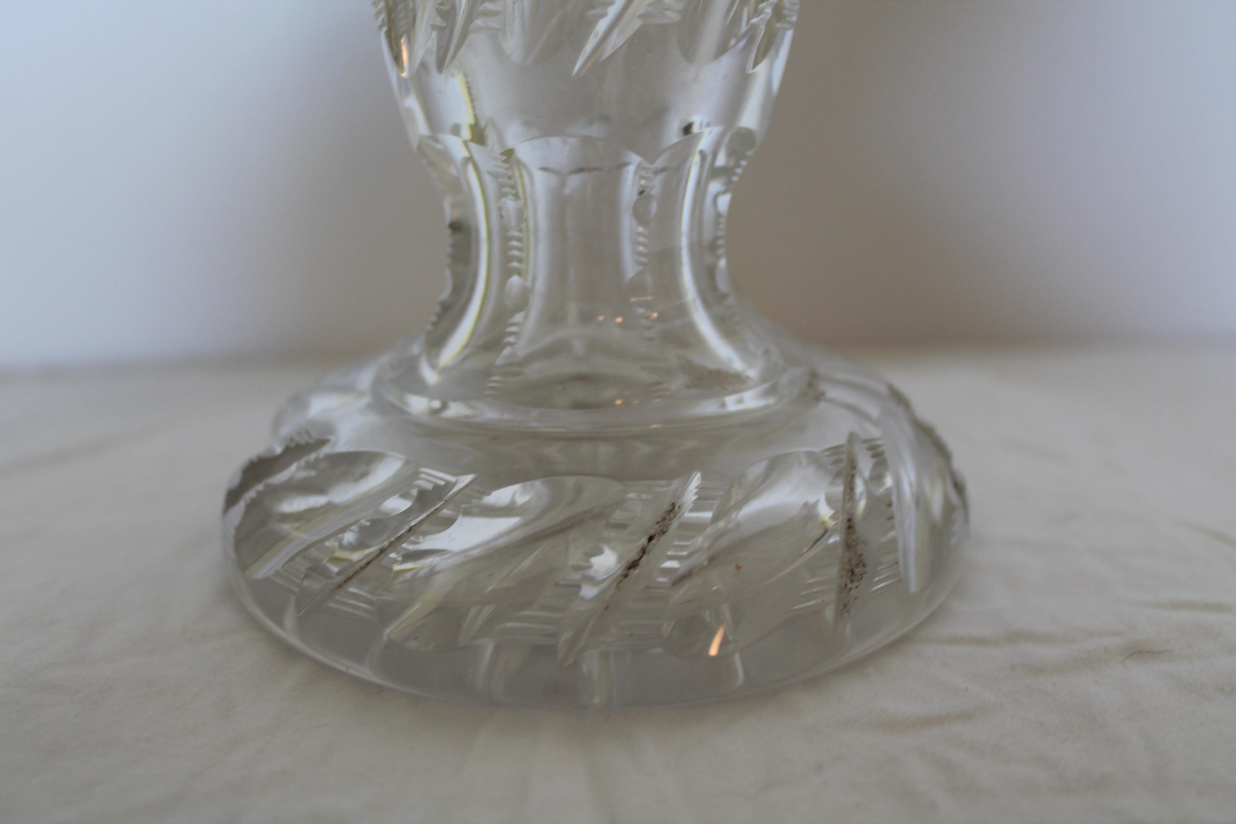 Masterpiece 19thc British Cut Glass Table Lamp by F & C Osler. This lamp is exceptional quality as Osler offered the highest craftsmanship. Purchased in Holland from a lighting dealer. The 2 pieces are thick and make for a heavy. Unsigned Osler.