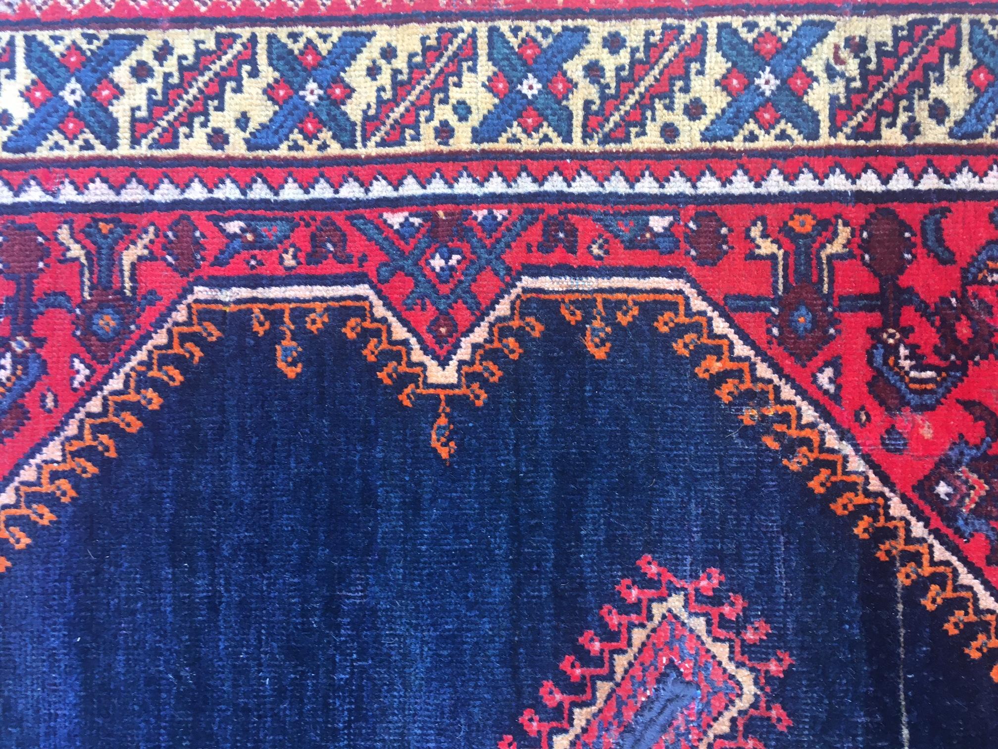 Sarouk Farahan 19thc Feraghan  Antique Saddle Cover or Rupalani For Sale