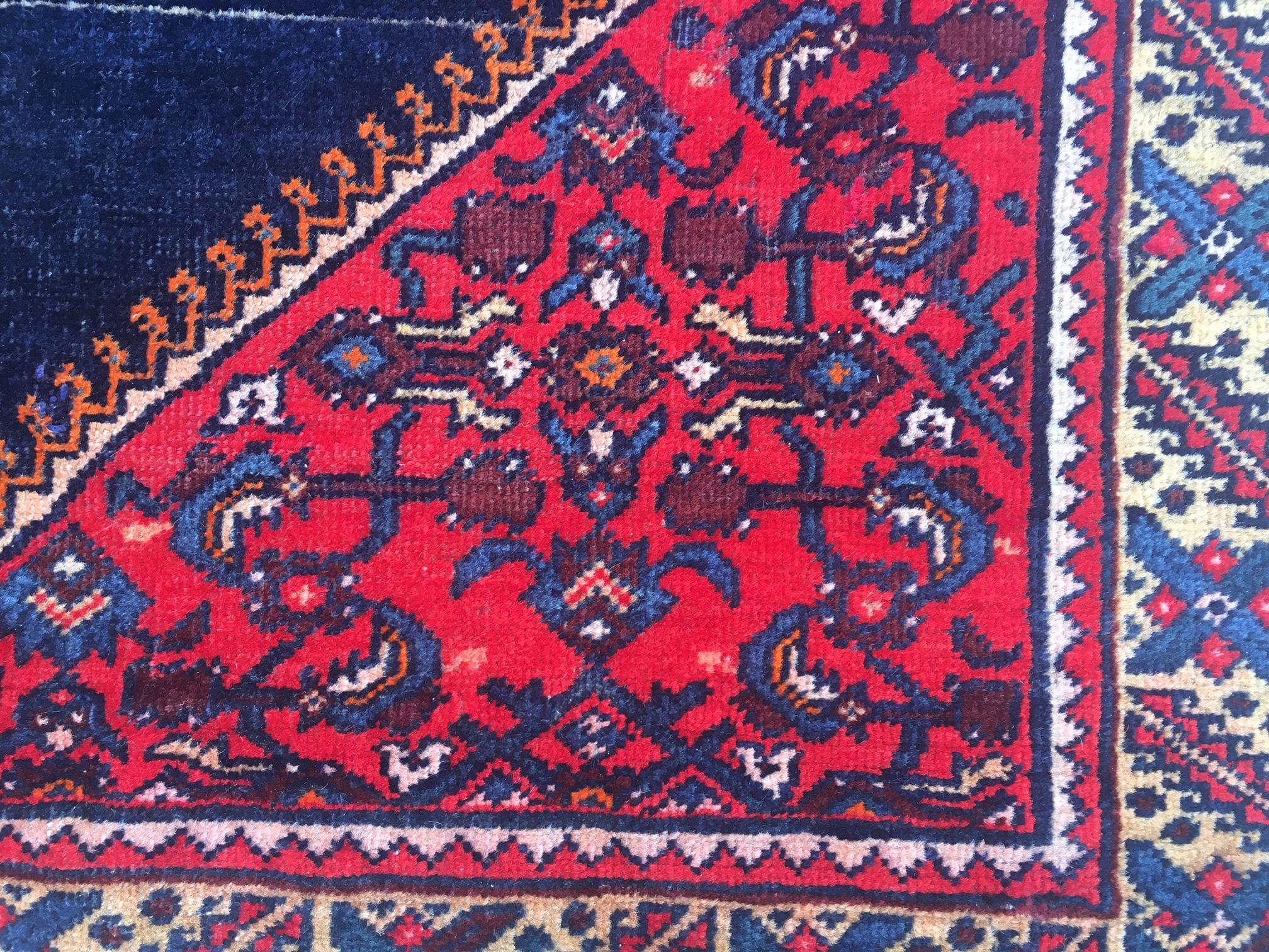 Hand-Knotted 19thc Feraghan  Antique Saddle Cover or Rupalani For Sale