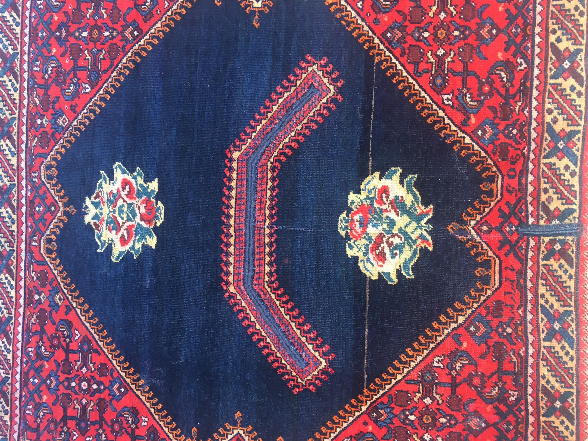 19th Century 19thc Feraghan  Antique Saddle Cover or Rupalani For Sale
