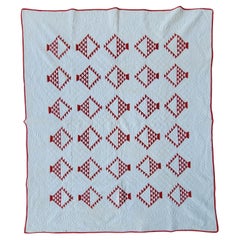 Vintage 19Thc Fine Baskets of Chips Red & White Quilt
