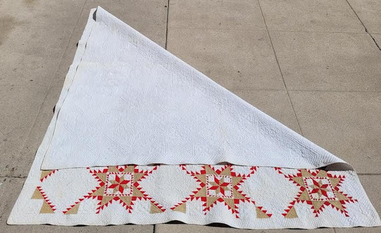 19th C Fine Feathered Star Quilt from Ohio 1