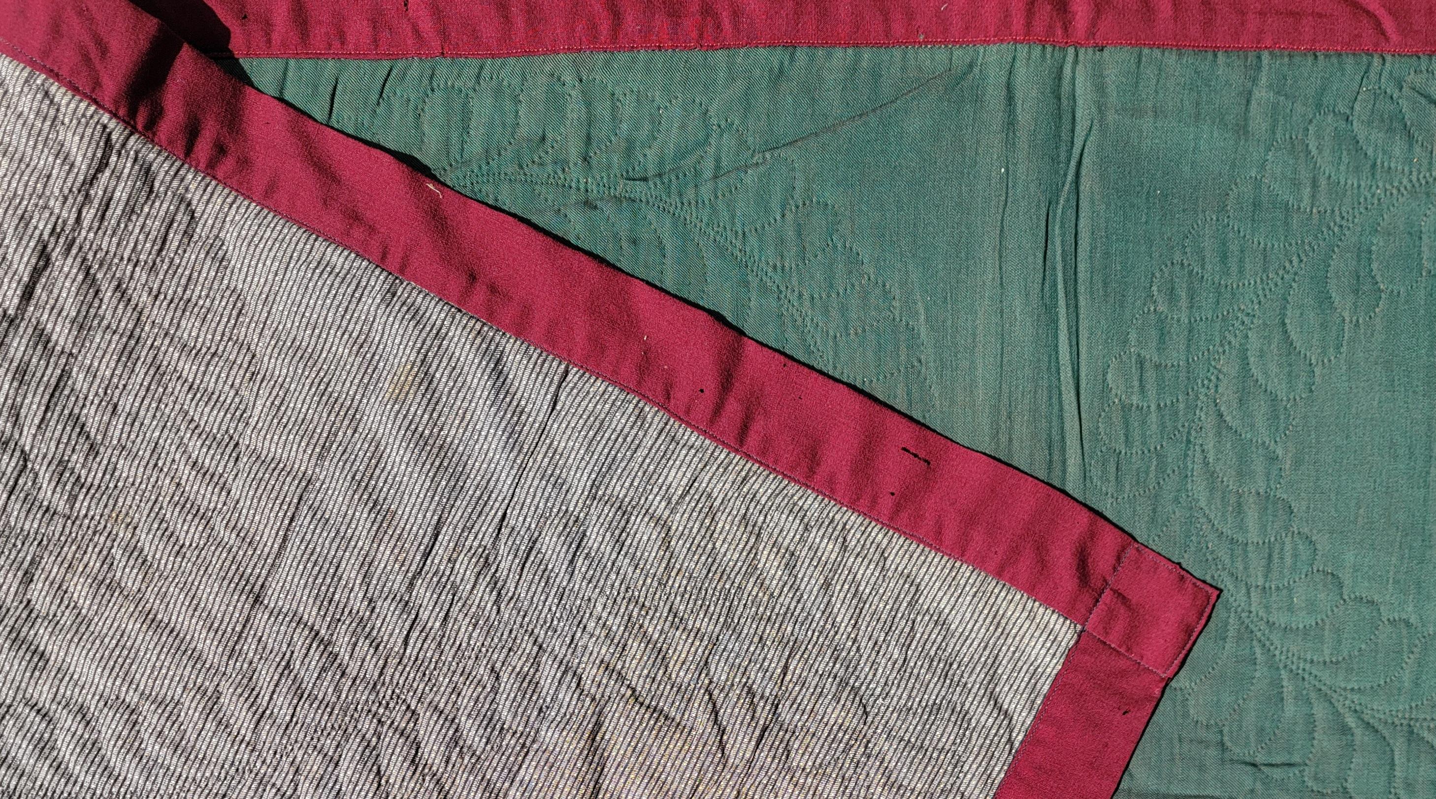 American 19th C Fine Wool  Diamond in a Square Quilt