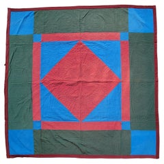 19th C Fine Wool  Diamond in a Square Quilt