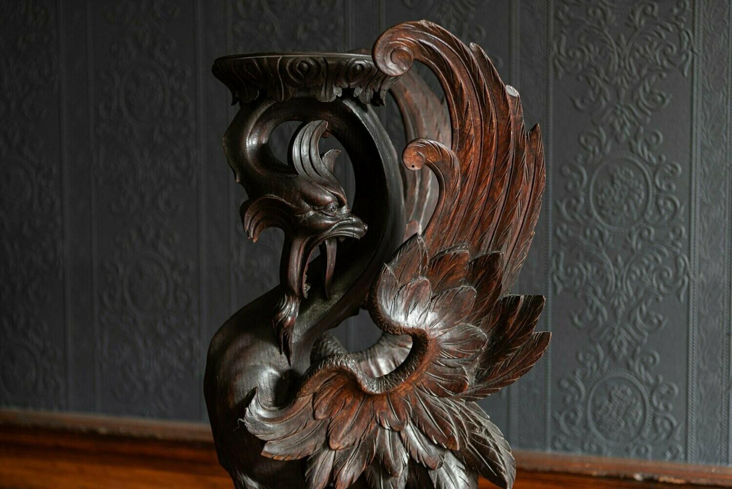 19th Century Finely Carved Oak Pixiu Form Jardinière Stand 10