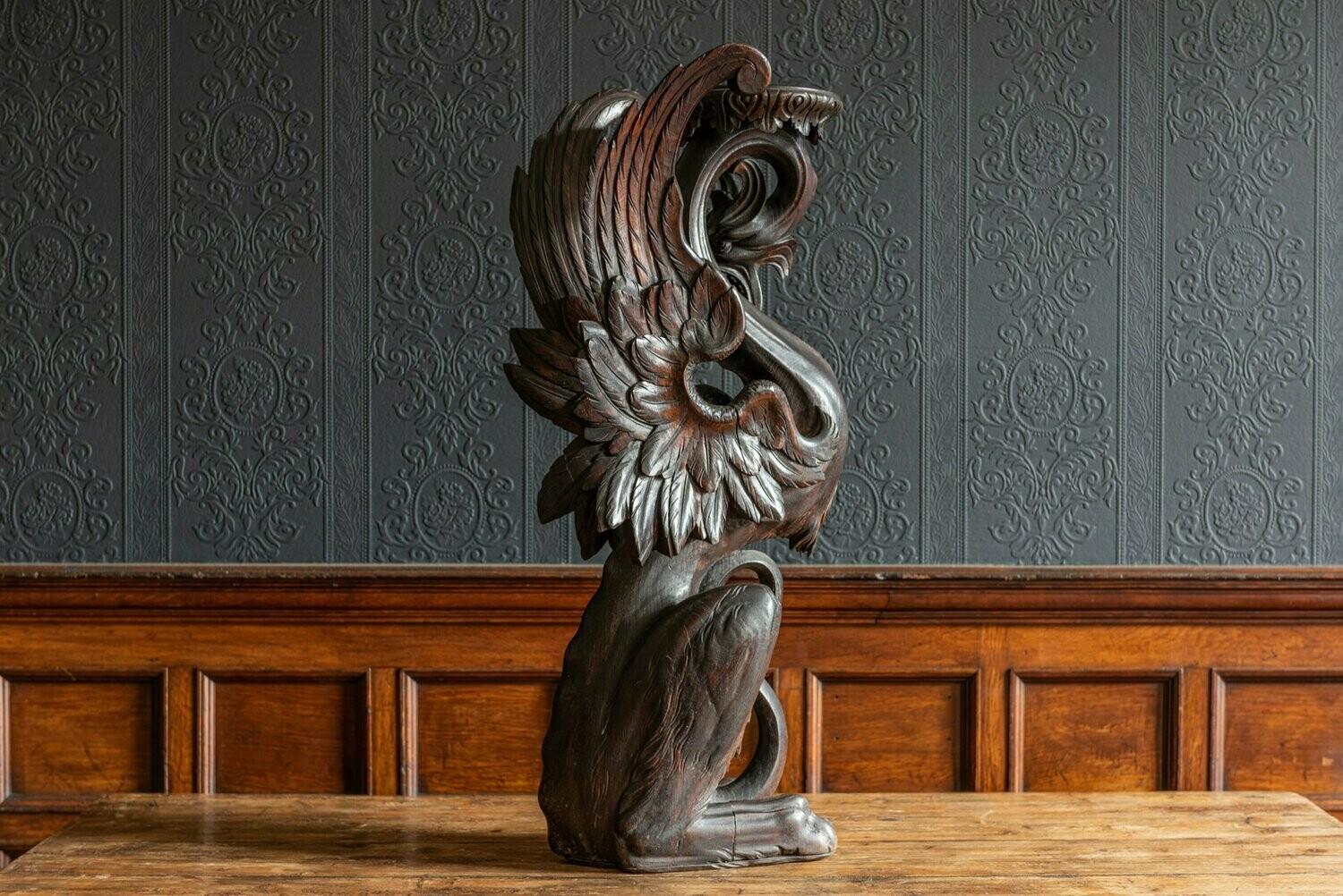 French 19th Century Finely Carved Oak Pixiu Form Jardinière Stand
