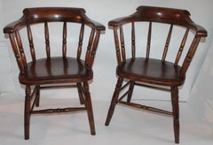 19th Century Fire House Windsor Captain’s Chairs, Pair