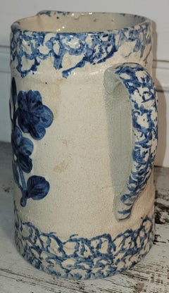 19thc Floral Sponge Pitcher