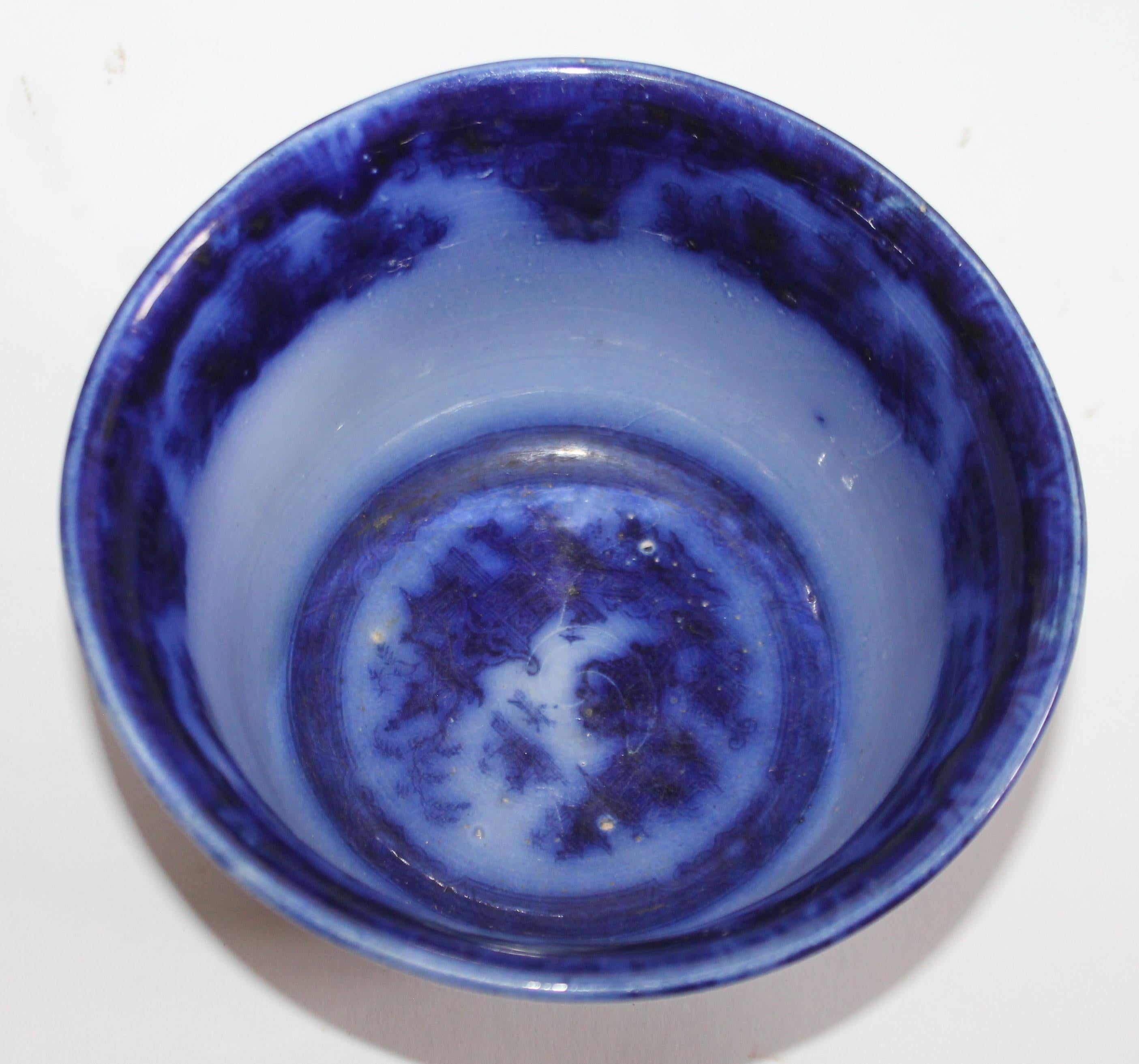 Hand-Crafted 19th Century Flow-Blue Waste Bowl, Rare