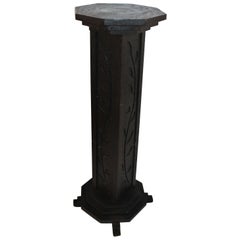 19th Century Folk Art Carved Pedestal in Original Surface