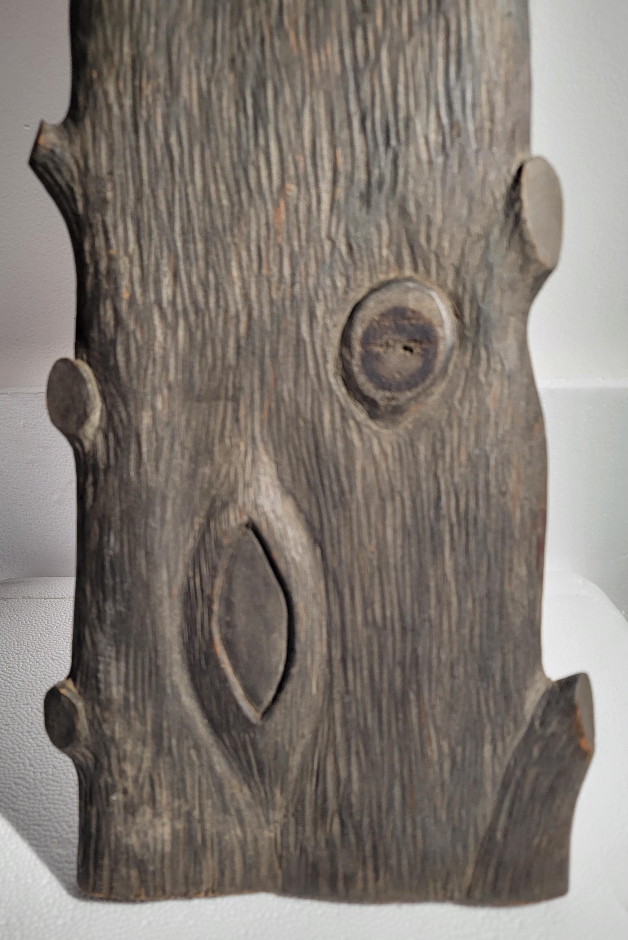 American 19thc Folk Art Carved Squirrel on a Tree Stump For Sale