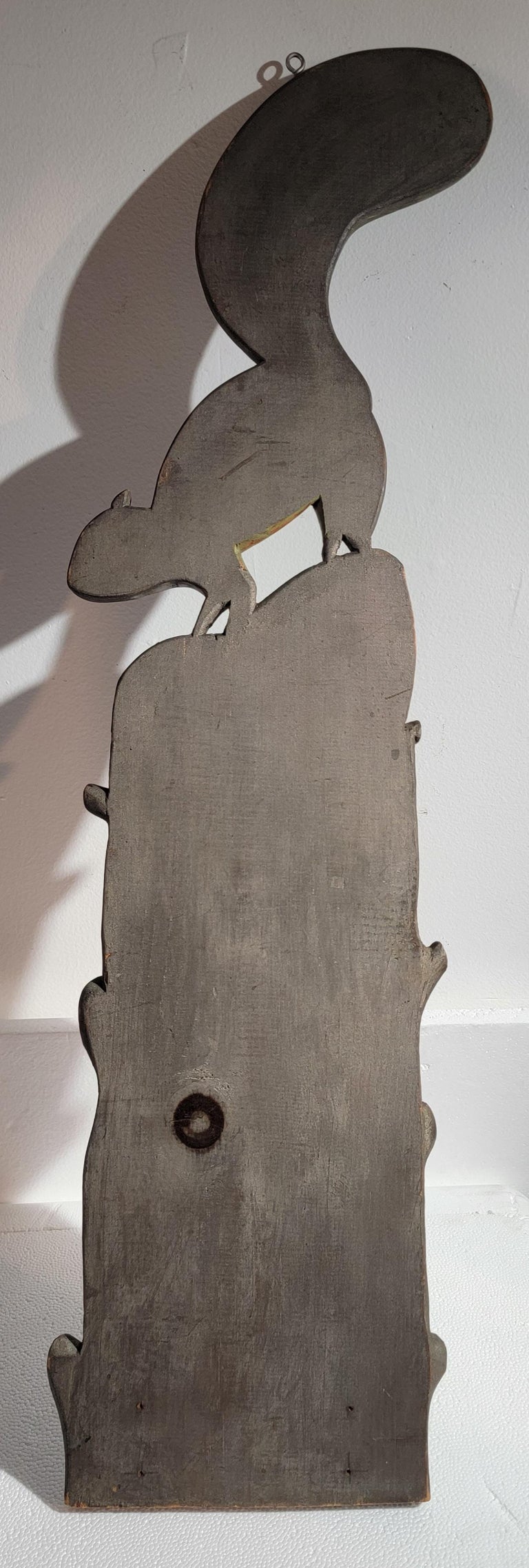 19thc Folk Art Carved Squirrel on a Tree Stump For Sale at 1stDibs