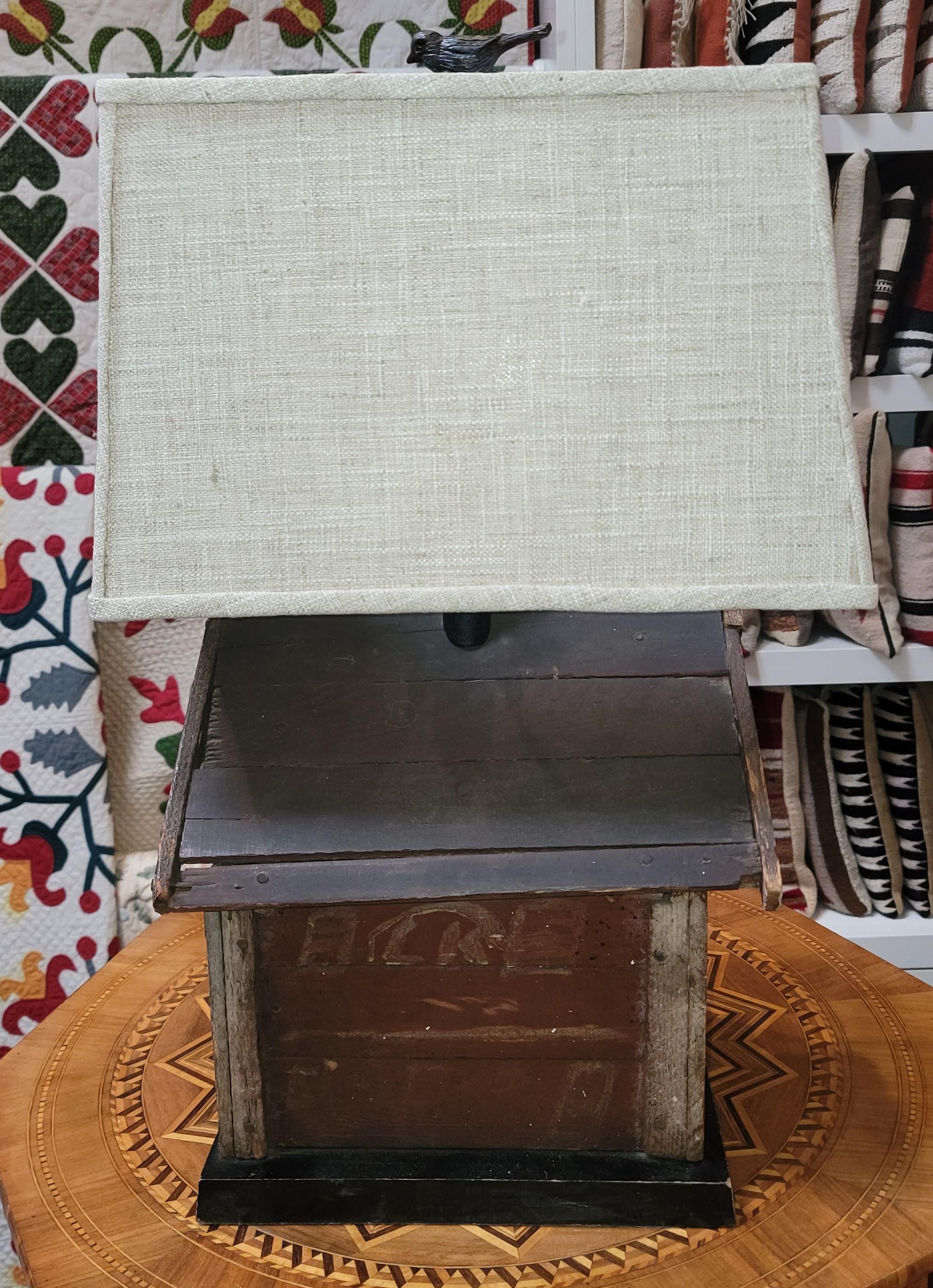 Adirondack 19th Century Folk Art House Made into a Table Lamp For Sale