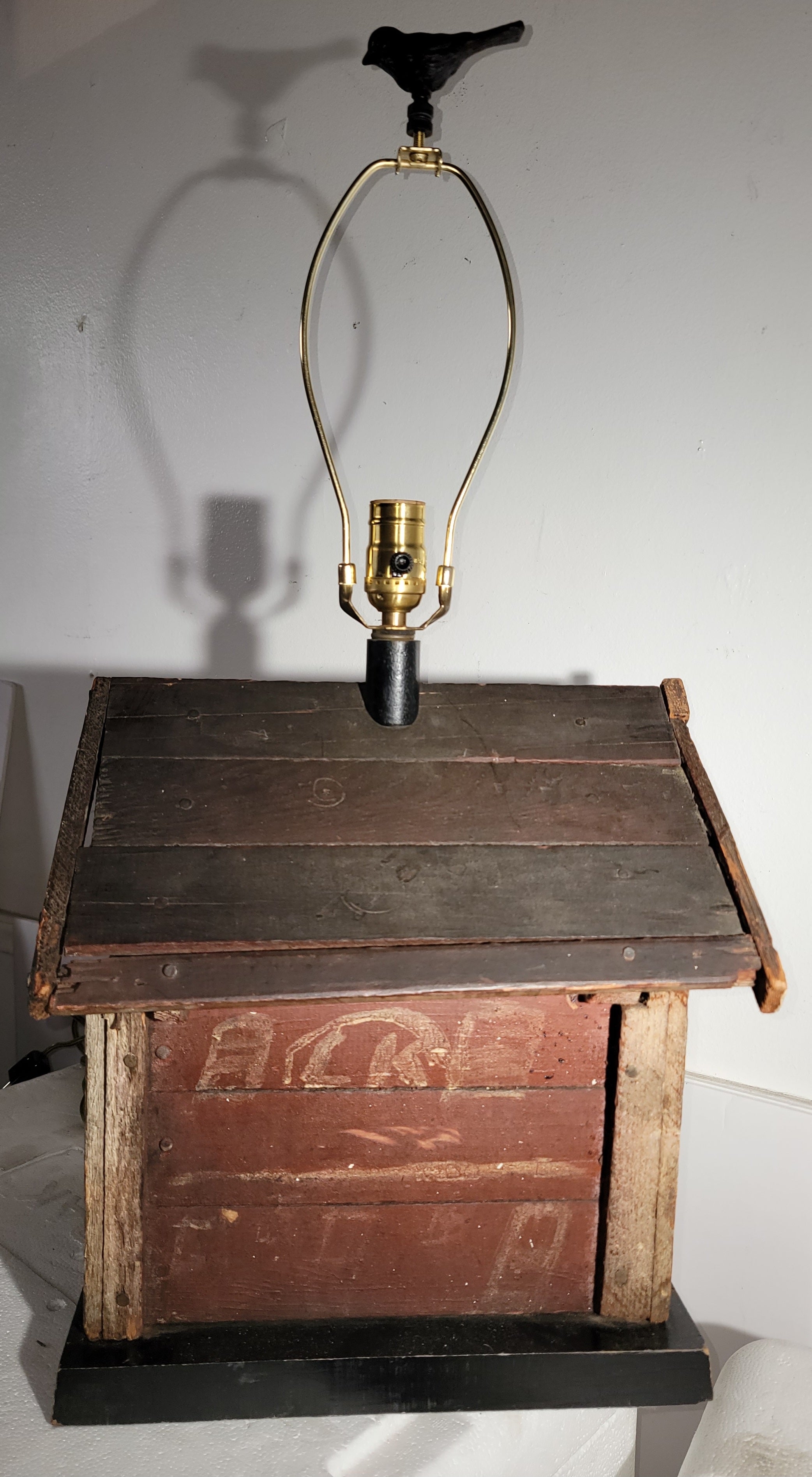Late 19th Century 19th Century Folk Art House Made into a Table Lamp For Sale