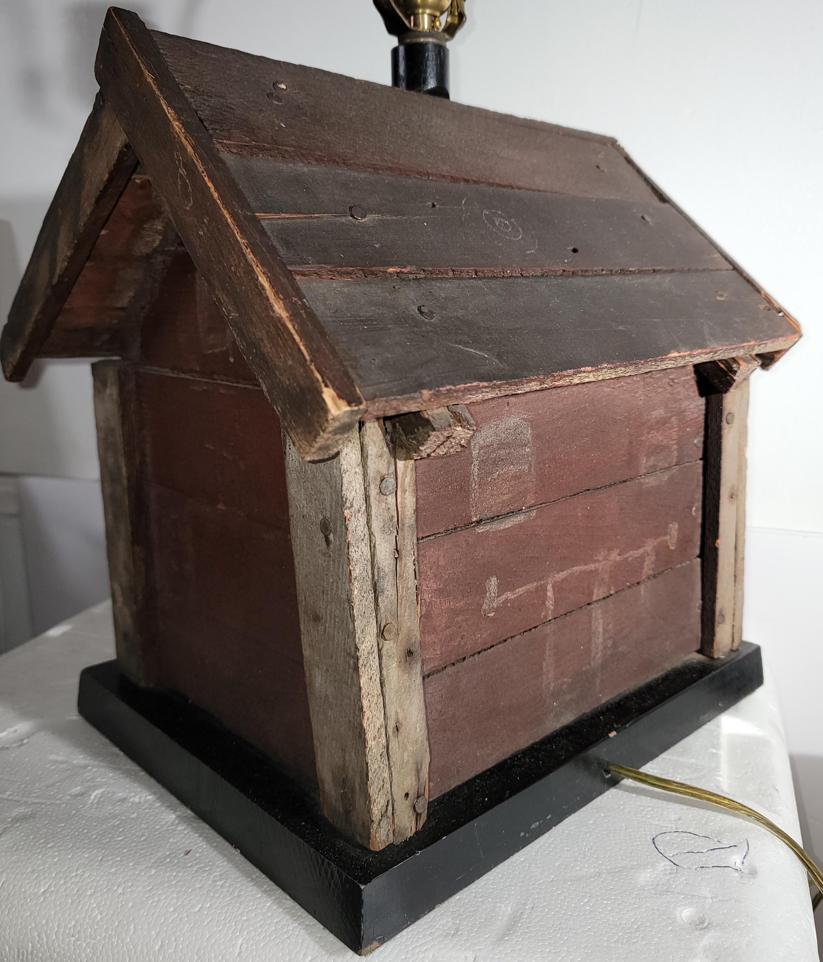 19th Century Folk Art House Made into a Table Lamp For Sale 1