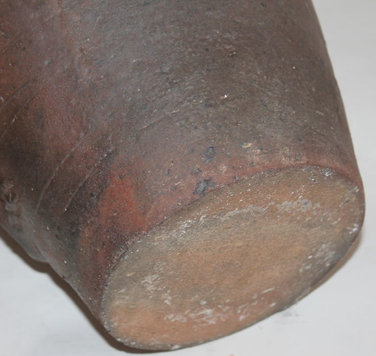 19th Century Folk Art Red Clay or Pottery Grape Vine Vase/ Signed For