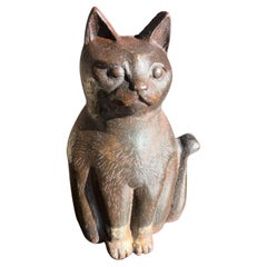 19Thc Folky Cat Door Stop in Original Surface