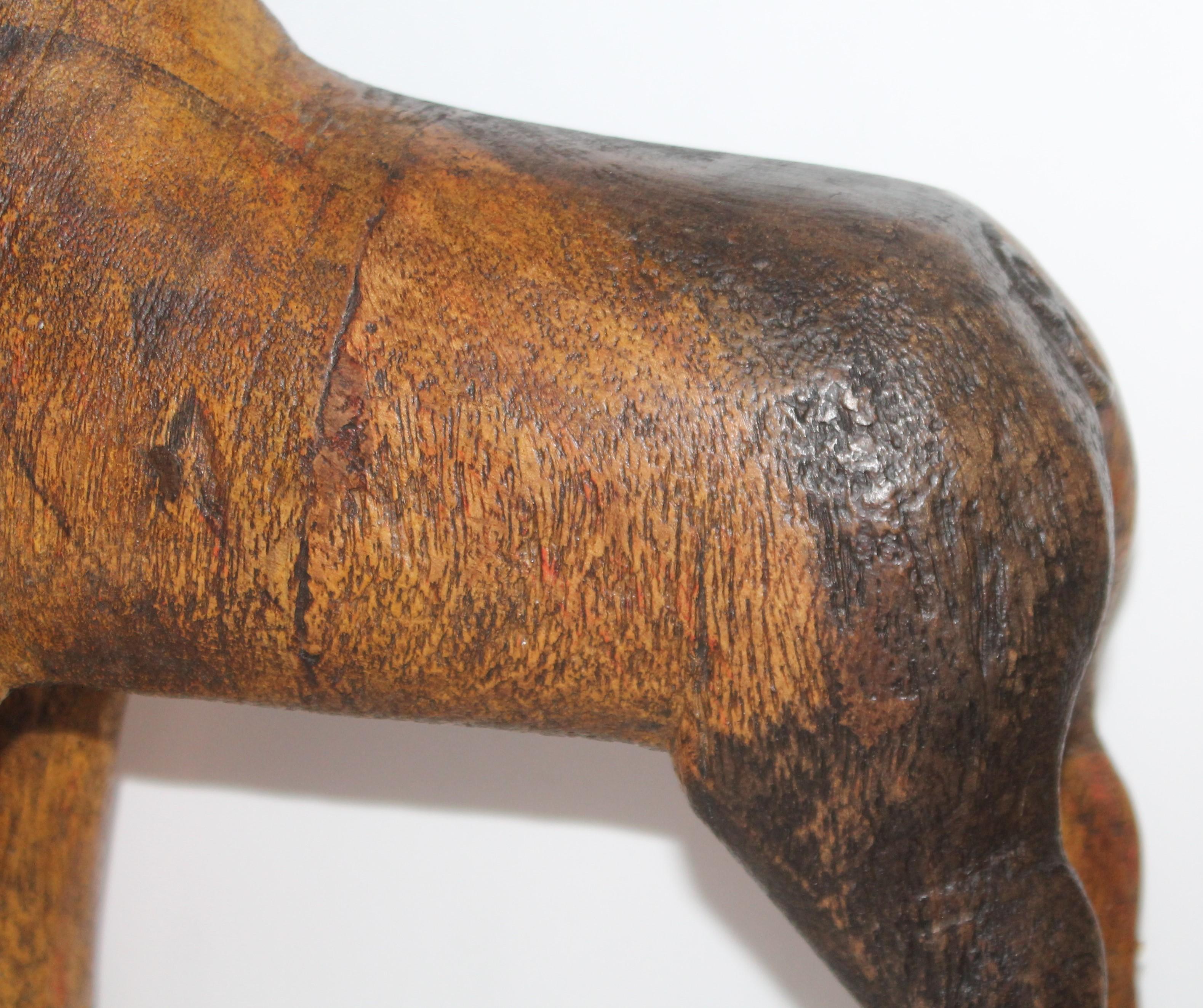 Country 19th Century Folky Hand Carved Donkey