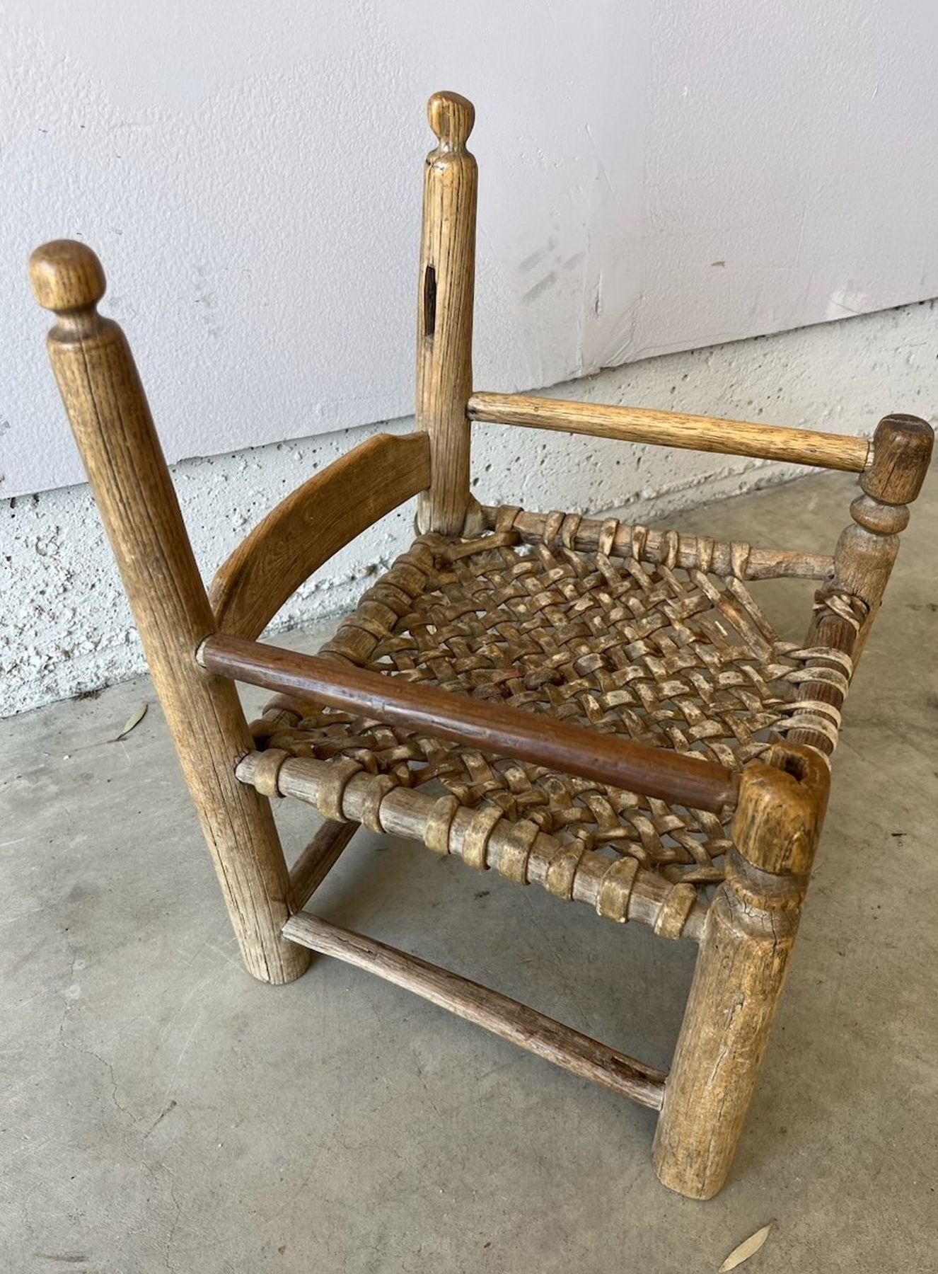 Hand-Crafted 19Thc Folky Navajo /Pueblo Child's Chair For Sale