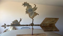 19thc Folky Rooster With Snail Below