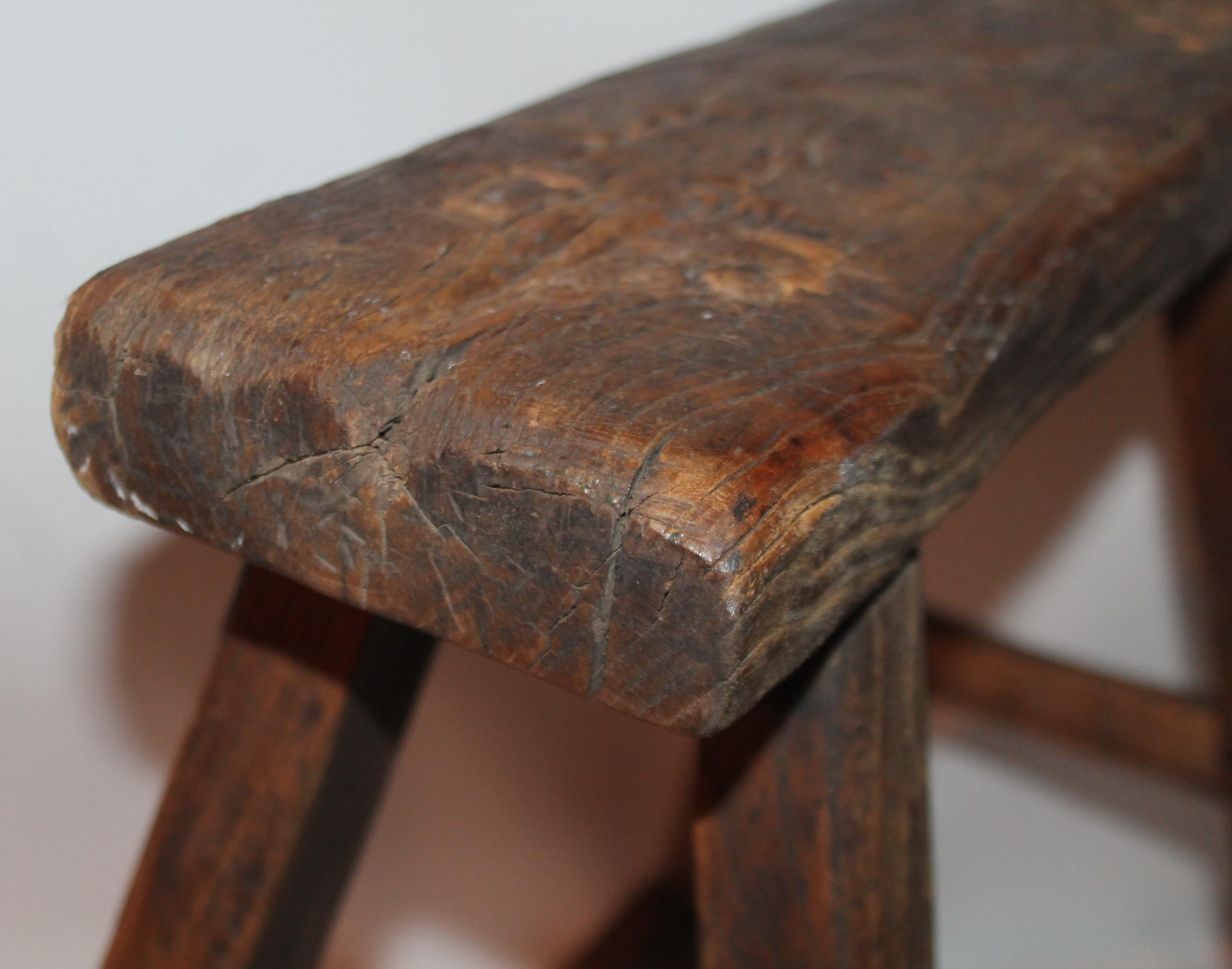 Hand-Crafted 19th Century Folky Rustic  Bench 