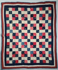 19th Century Four Patch Patriotic Crib Quilt