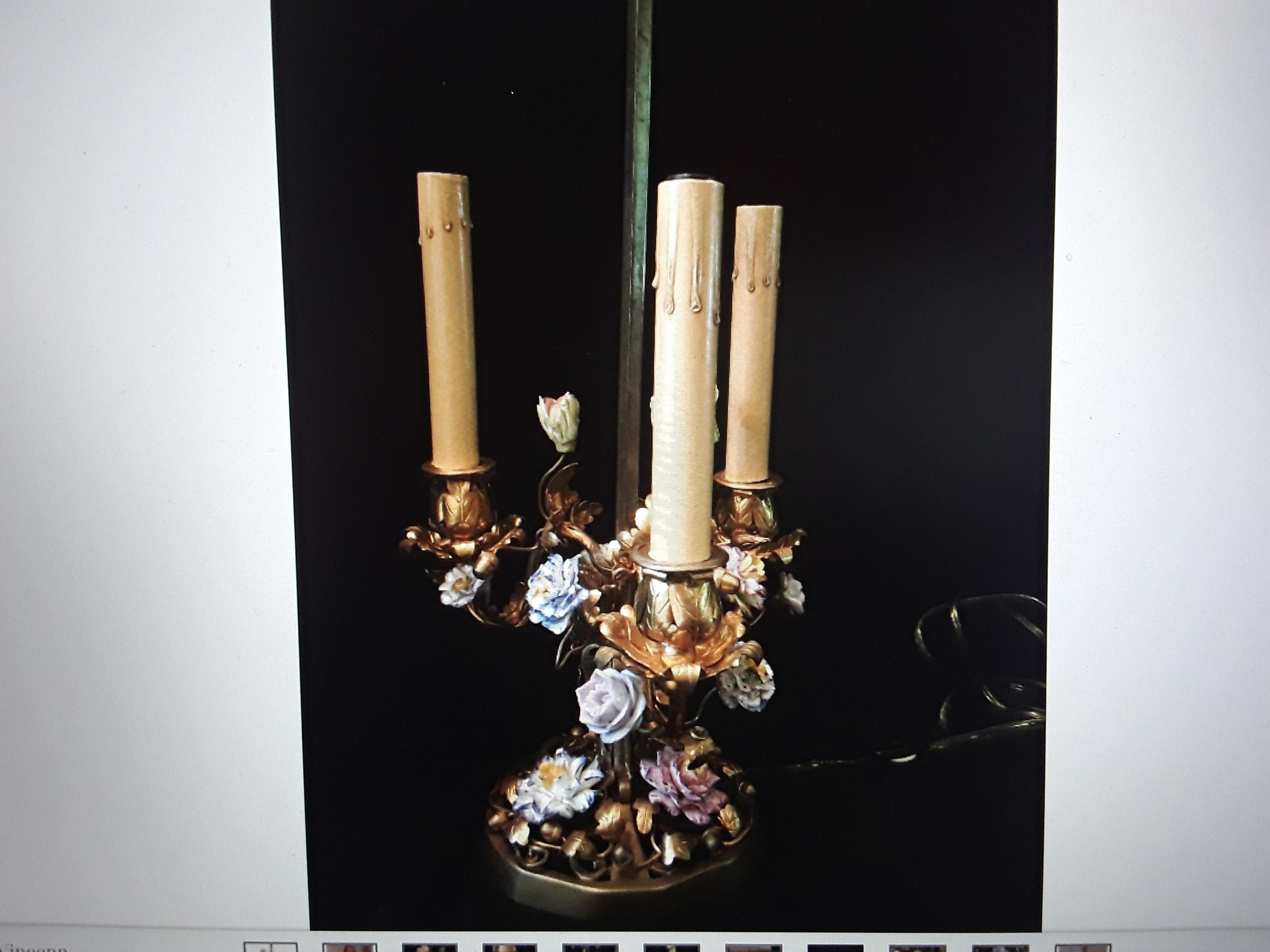 Late 19th Century 19thc French Antique Dors Gilt Bronze Porceain Saxe Buillotte Table Lamp Meissen For Sale