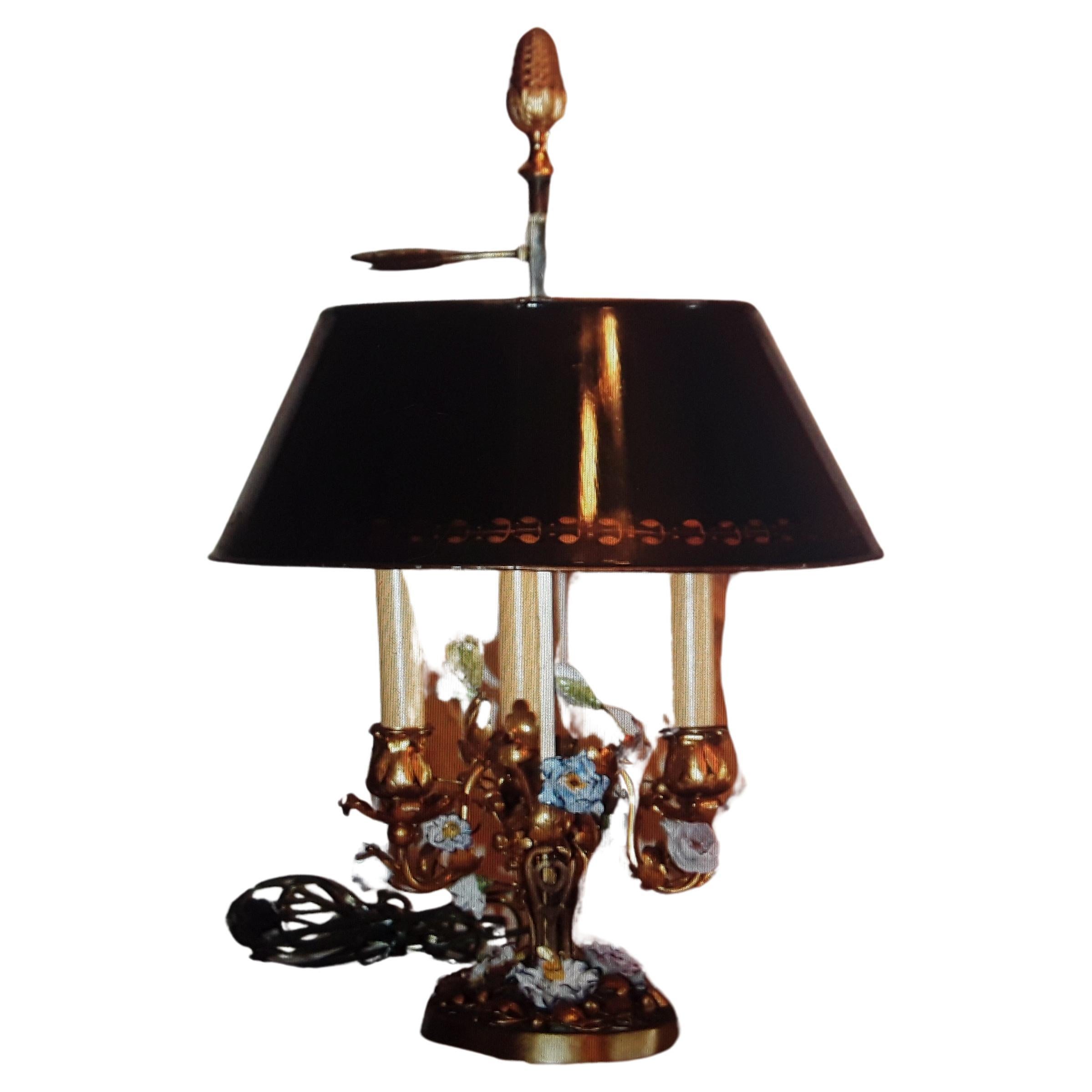 19thc French Antique Dors Gilt Bronze Porceain Saxe Buillotte Table Lamp Meissen For Sale