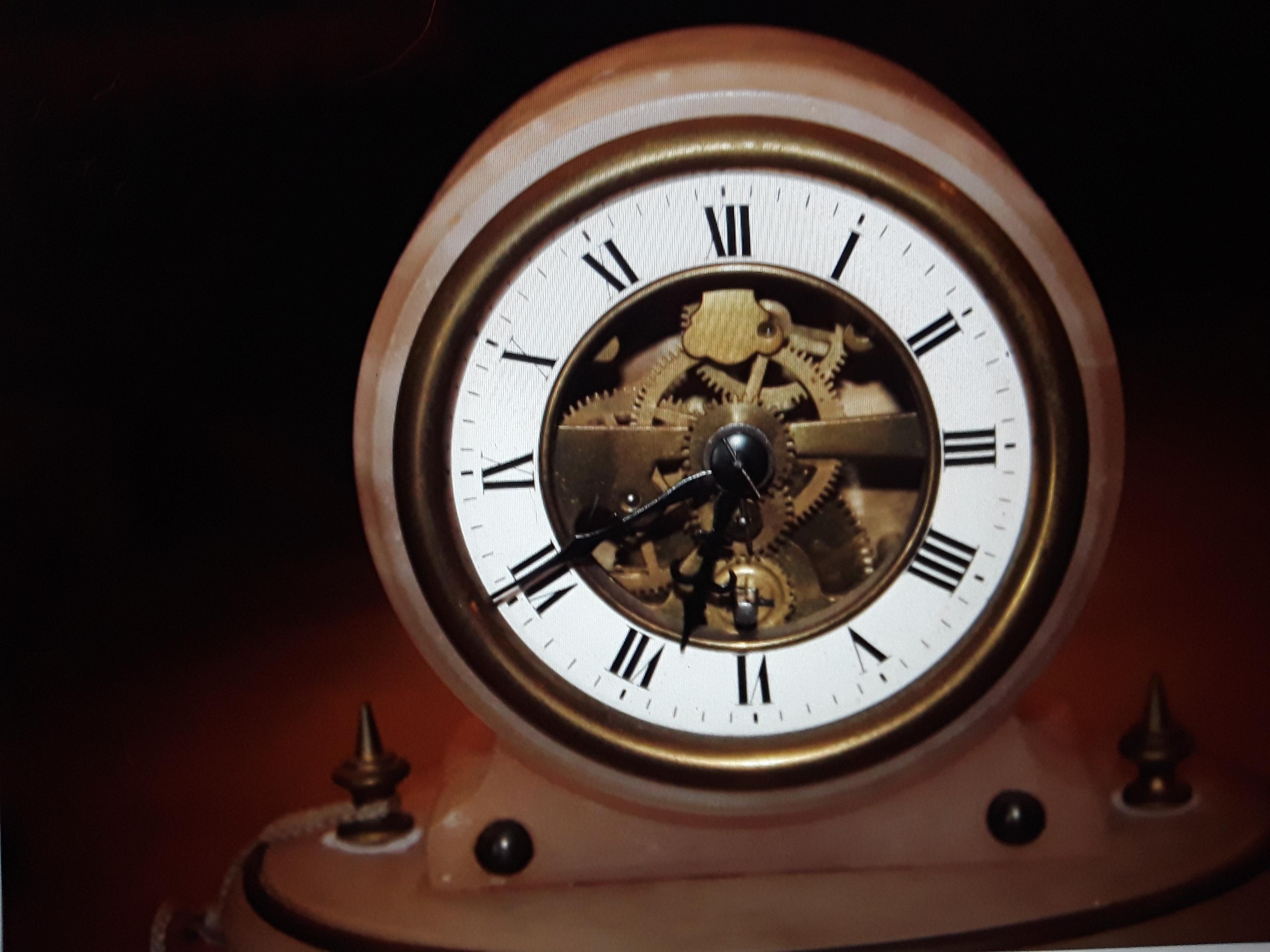 Onyx 19thc French Antique Gilt Bronze Cherub Swinging Clock For Sale