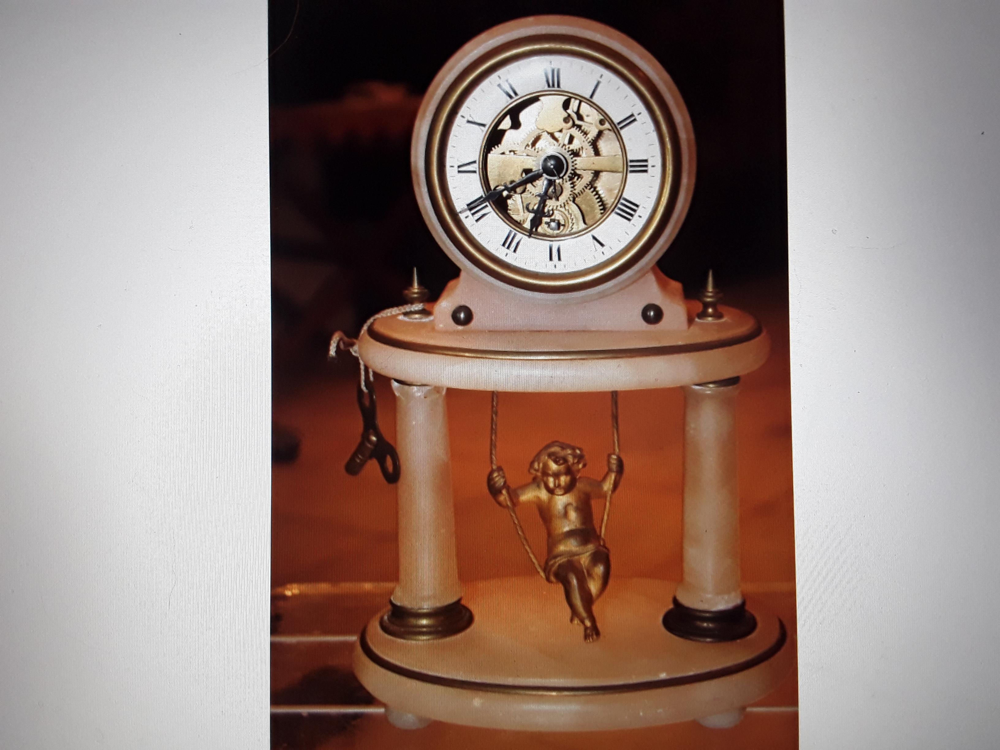 19thc French Antique Gilt Bronze Cherub Swinging Clock For Sale 2