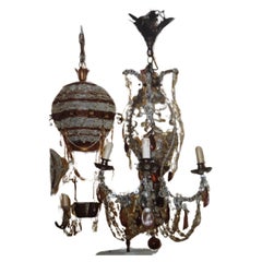 Französischer antiker Rokoko-Kronleuchter aus Bronze und mehrfarbigem Kristall im Louis-XV-Stil des 19. Jahrhunderts