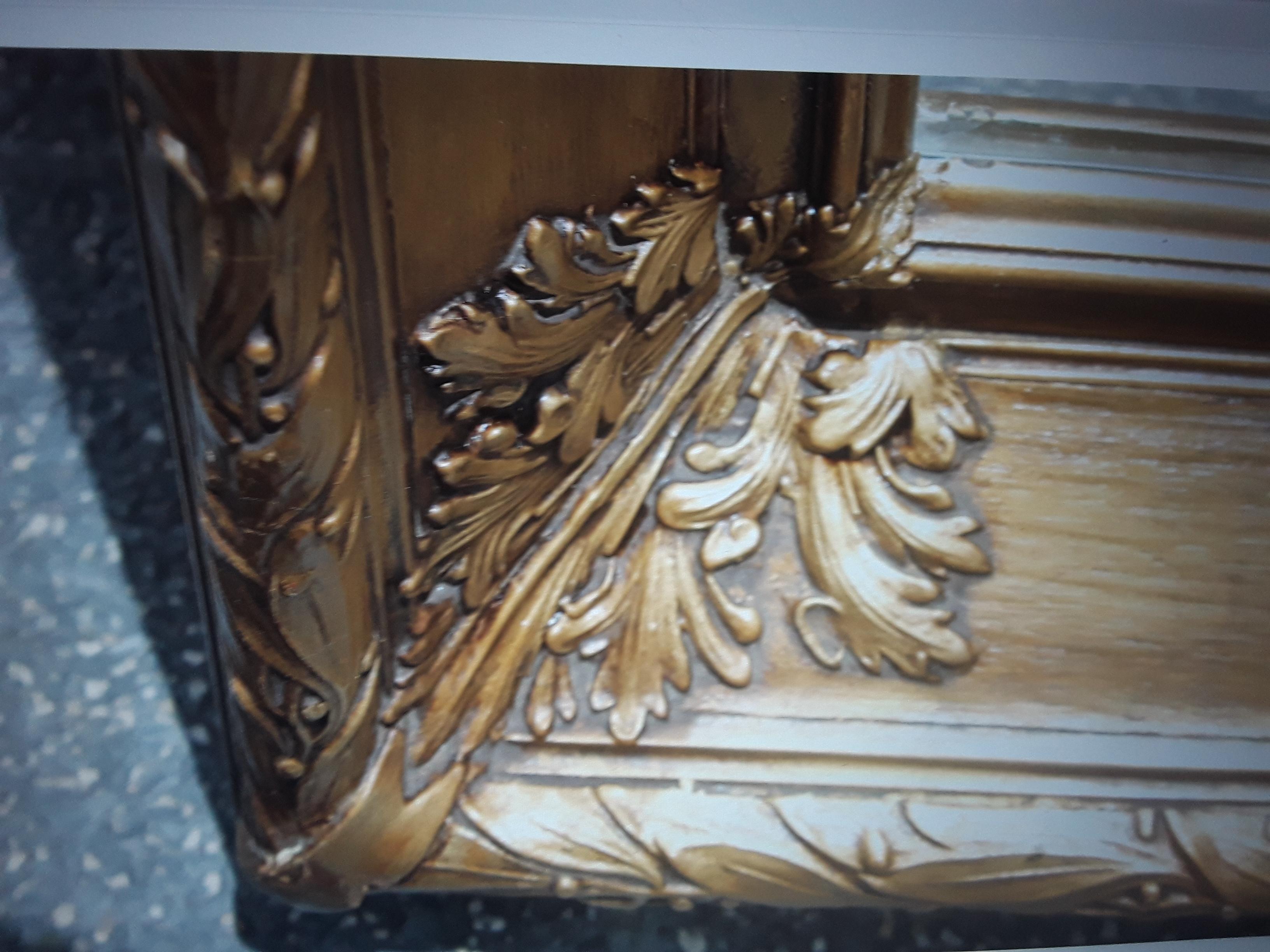 19thc French Antique Louis XVI style Carved Giltwood & Gilt Washed Wall Mirror In Good Condition For Sale In Opa Locka, FL