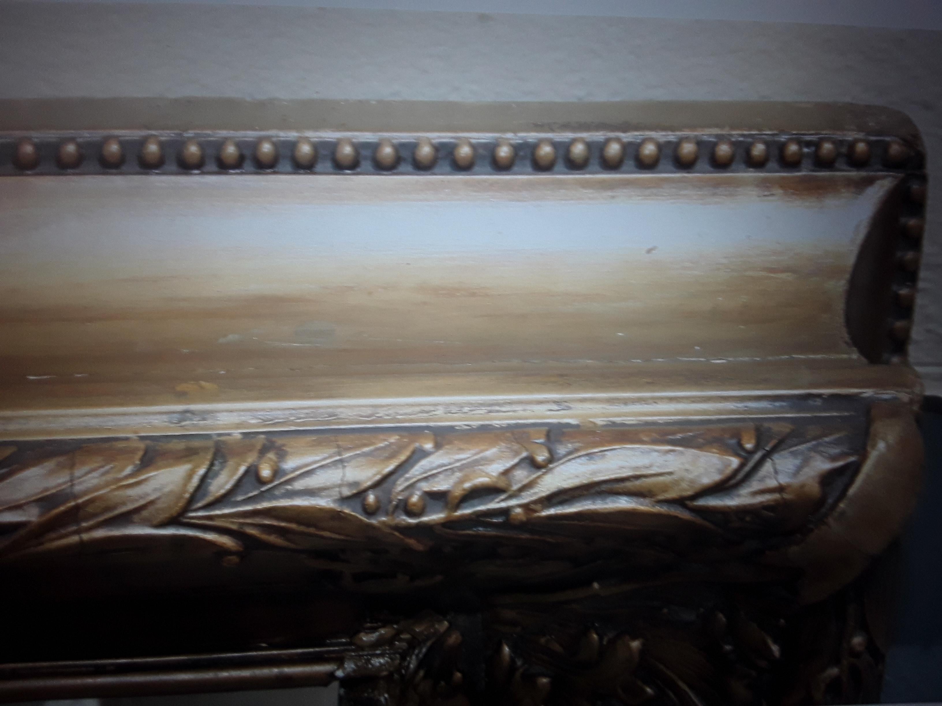 19. Jahrhundert Französisch Antike Louis XVI Stil geschnitzt Giltwood & vergoldet gewaschen Wandspiegel im Zustand „Gut“ im Angebot in Opa Locka, FL