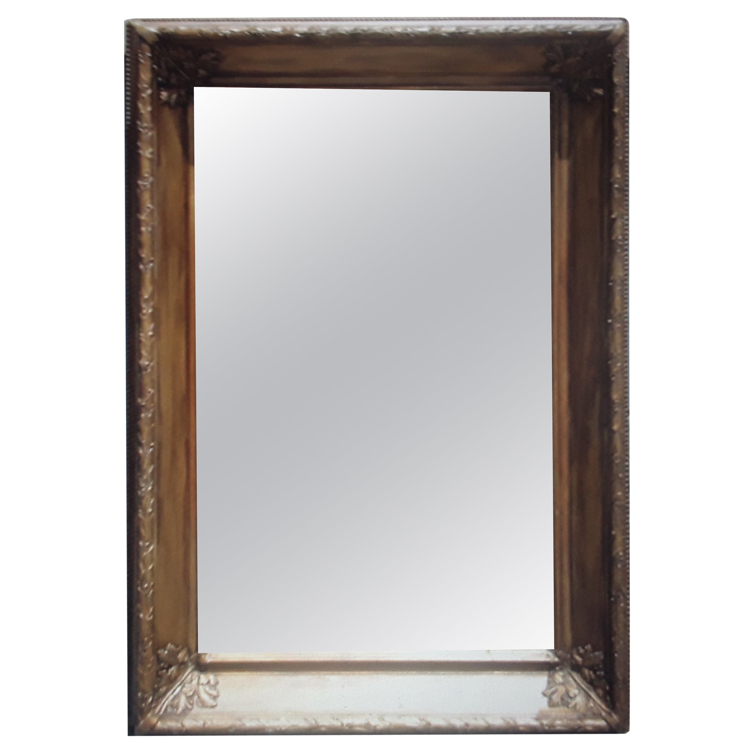 19thc French Antique Louis XVI style Carved Giltwood & Gilt Washed Wall Mirror