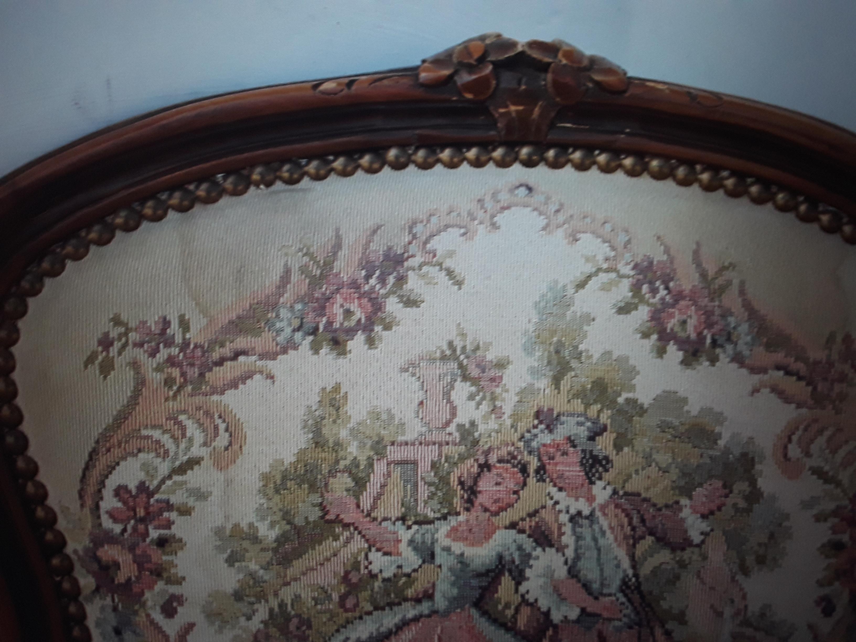Sillón/silla auxiliar rococó tallado estilo Luis XV francés del s. XIX Madera en venta