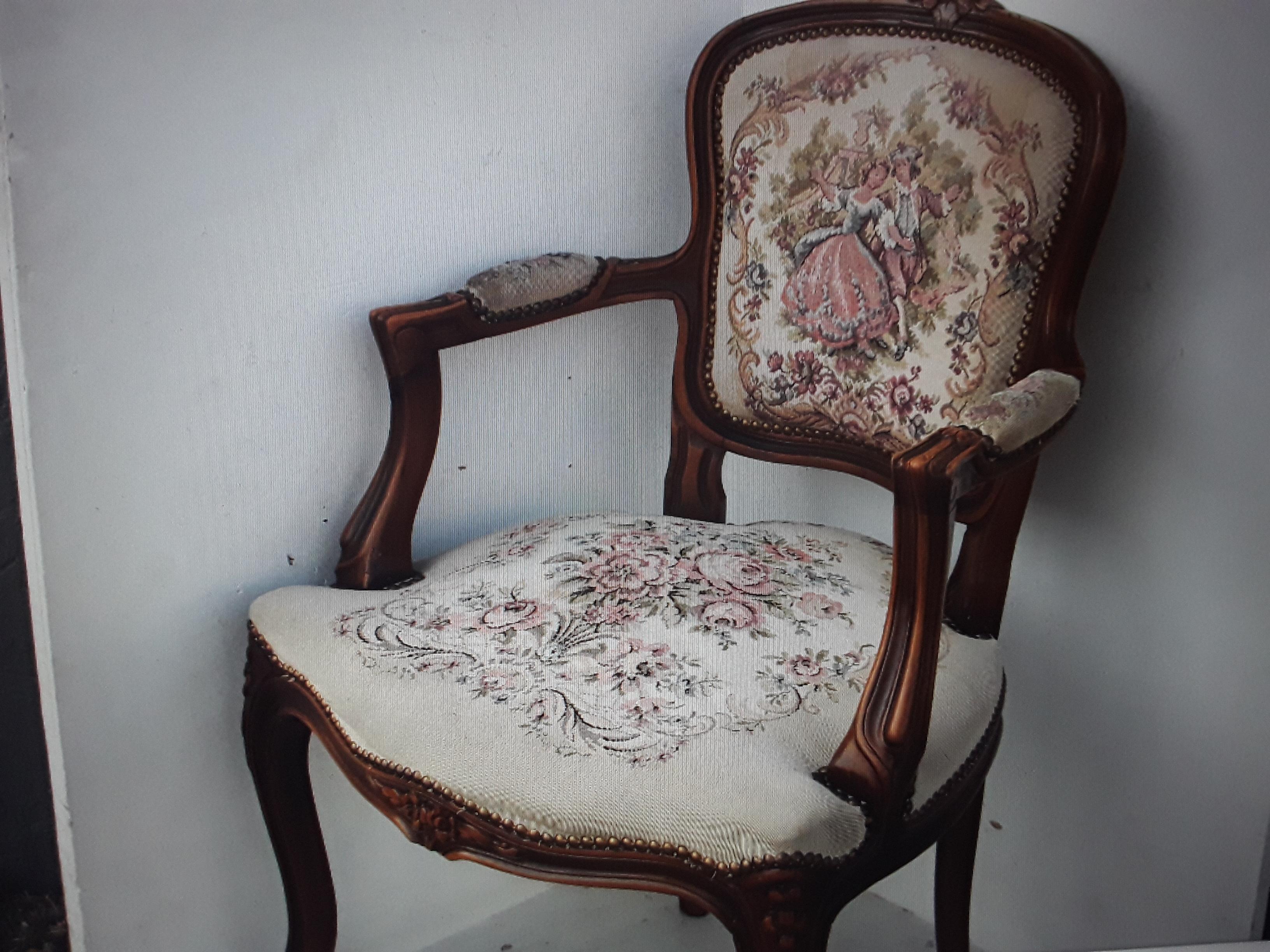 `19thc French Antique Louis XVstyle Carved Rococo Armchair/ Side Chair For Sale 3