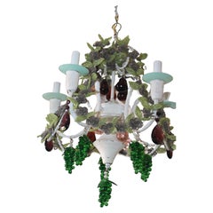 19thc French Art Nouveau Elaborate Beaded Crystal "Flowers & Vines" Chandelier 