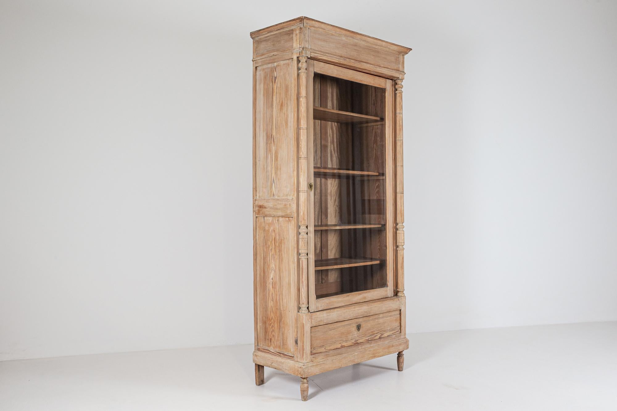 19th C French Bedel & Cie Bleached Pine Glazed Bookcase 3