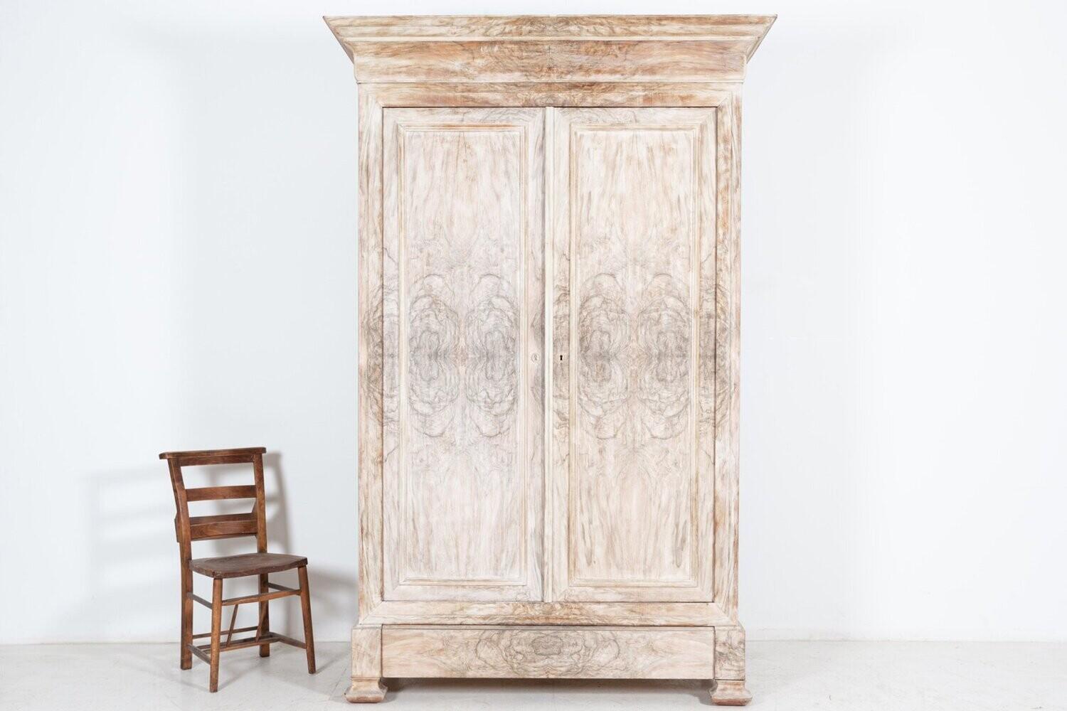 19thC French Bleached Walnut Veneer Armoire 6
