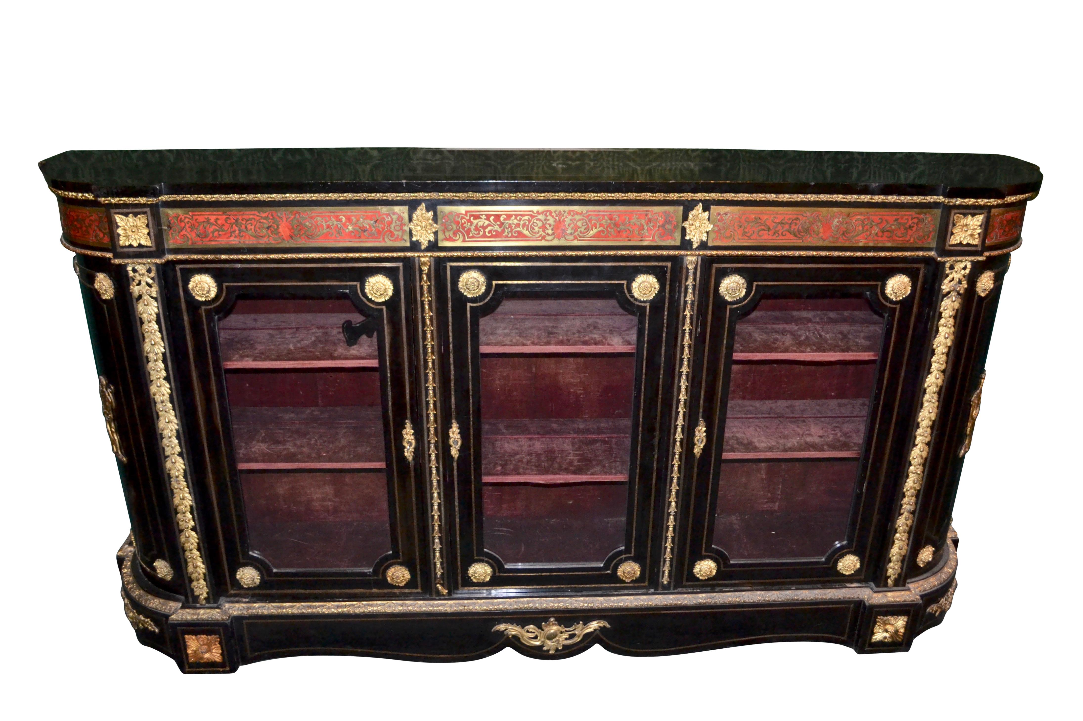 19th Century French Ebony and Boulle Bookcase/Vitrine For Sale 1