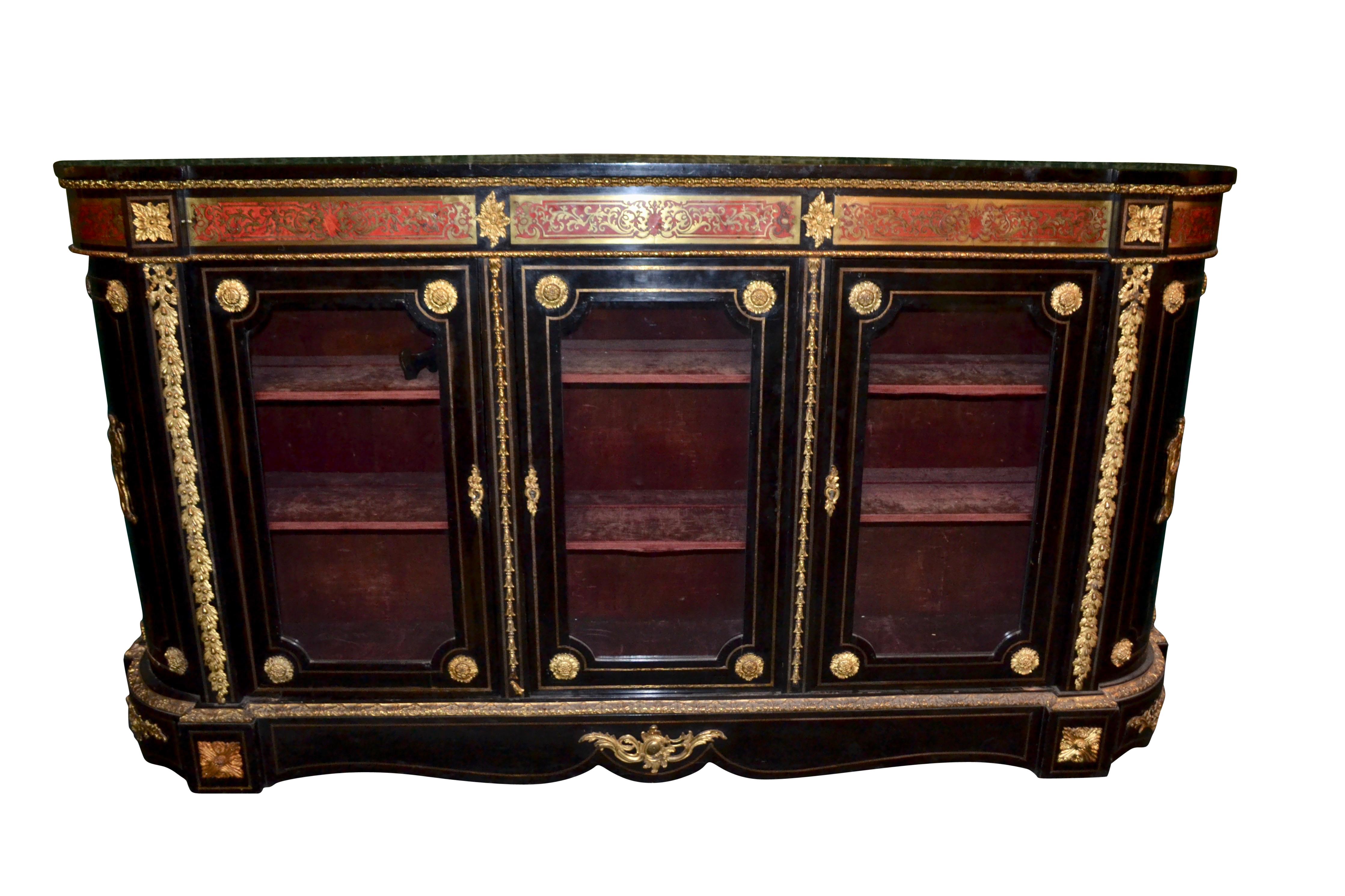 19th Century French Ebony and Boulle Bookcase/Vitrine For Sale 2