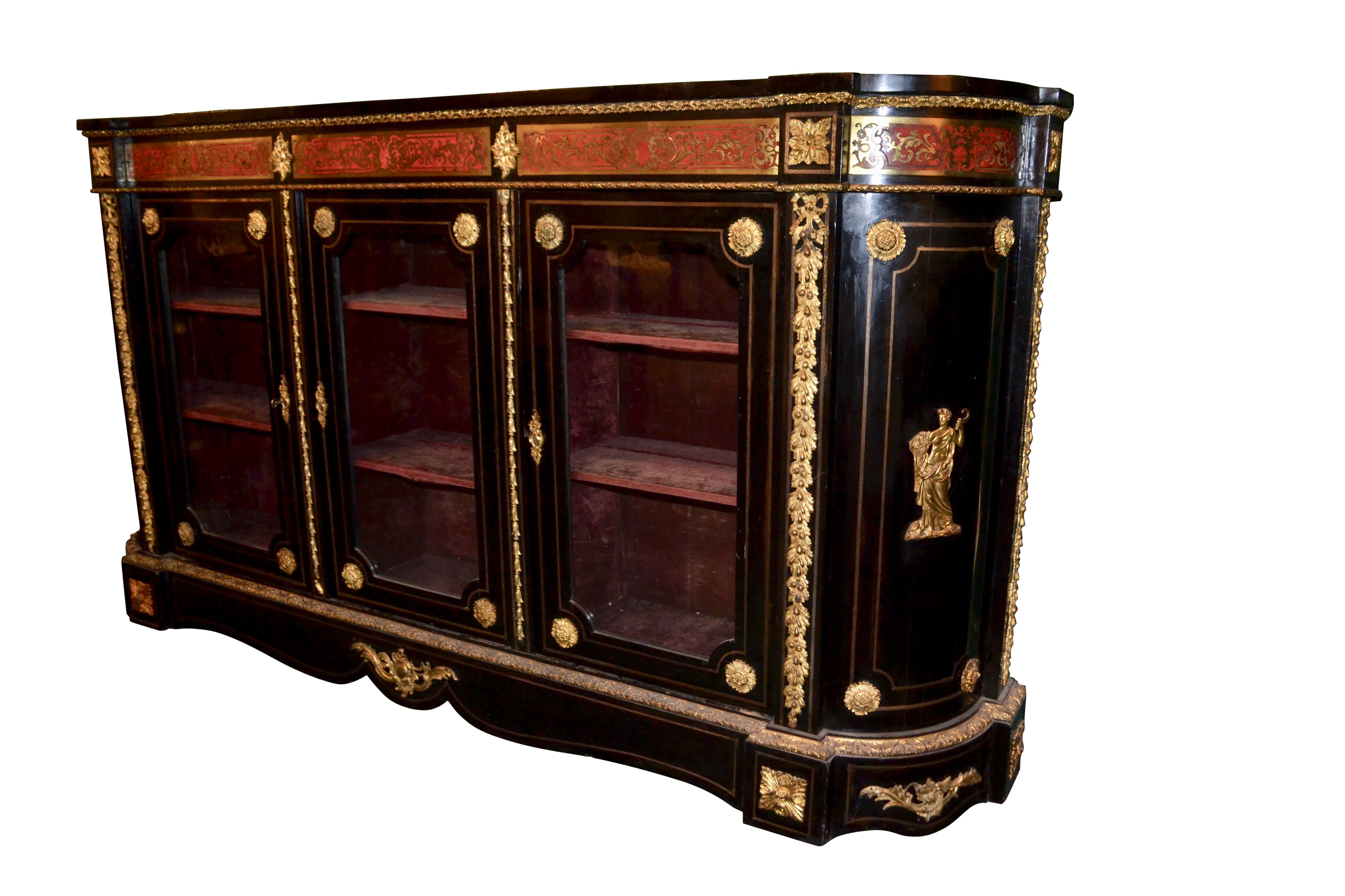 19th Century French Ebony and Boulle Bookcase/Vitrine For Sale 3